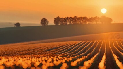 Wall Mural - Embracing Technology and Nature: A Stunning Sunrise at a Smart Farm. Concept Technology, Nature, Sunrise, Smart Farm, Photography