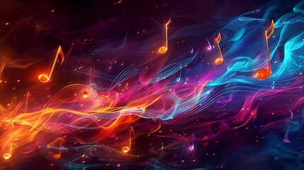 Wall Mural - An abstract background filled with musical notes, colorful