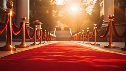 Wall Mural - Red carpet marks exclusive entrance at film festival event. Concept Red Carpet, Film Festival, Exclusive Entrance, Event Planning, VIP Experience