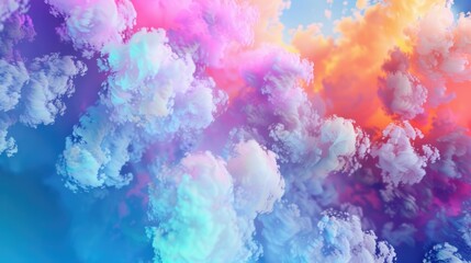 Wall Mural - Vivid Rainbow Colored Smoke Clouds in Dynamic Abstract Composition