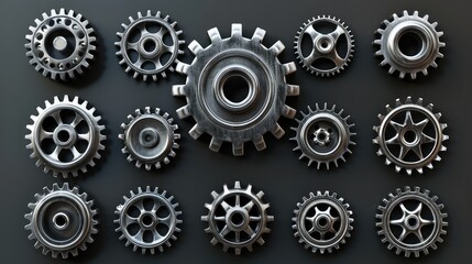 Precision Gear Cogs: Industrial Engineering Icons