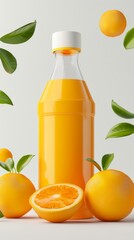 Wall Mural - 3D rendering of Orange Juice paper packaging, isolated on white background. 