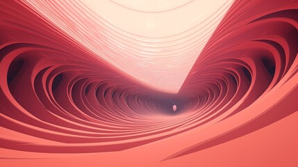 Wall Mural - Abstract Curved Wave Pattern in Red and Pink Hues with Gradient Effect