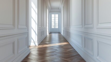 Wall Mural - Elegant White Hallway with Sunbeams