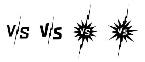 Wall Mural - vs symbol set - versus letters for sports, competition, showdown, battle, match, game - flat black a