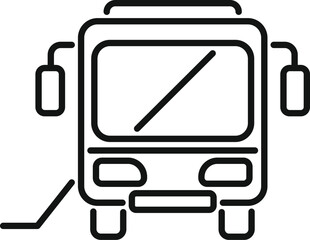 Wall Mural - Line drawing of an electric bus charging at a station, promoting sustainable and eco friendly public transportation