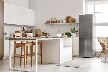 Sticker - Interior of modern kitchen with refrigerator