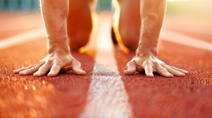 Poster - A runner is on the starting line of a race