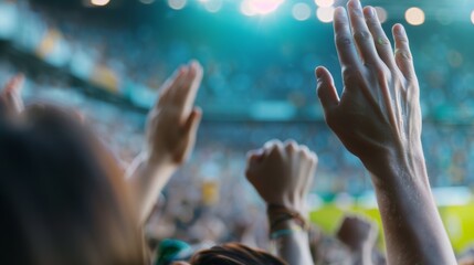 Canvas Print - A crowd of people are cheering at a sporting event