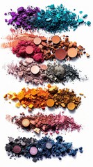 Wall Mural -  Set of eyeshadow sample isolated on white background stock photo Make-Up, Stage Make-Up, Face Powder, Color Swatch, Eyeshadow