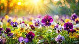 Natural pansies flowers with sunshine bokeh background, pansies, flowers, nature, colorful, garden, spring, bloom, flora