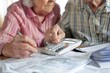 © SHI - Woman Senior Bill Finance retirement couple home file calculator Paper wife budget old man together mature old retirement paperwork tax