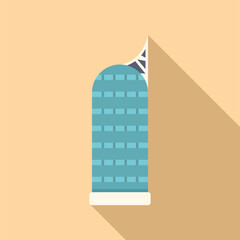 Poster - illustration featuring a modern building with a long shadow, designed in a flat style