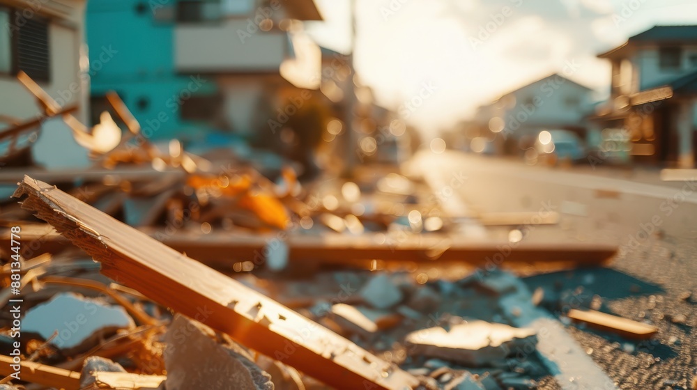 A poignant image showing the aftermath of a natural disaster, with