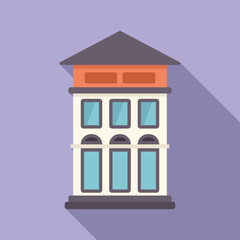 Sticker - Illustration featuring a modern city building with large windows, perfect for projects related to architecture, urban planning, and city life