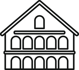 Poster - Simple line drawing of a building with arches and columns, perfect for representing concepts related to architecture