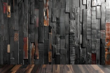 Wall Mural - Vintage Wooden Texture: Dark and Rustic Boards for Wall or Floor Background