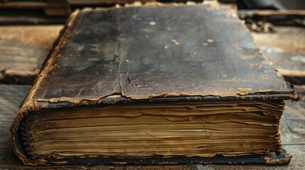 Wall Mural - Old vintage book with blank page shown in extreme close up