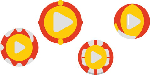 Poster - Video play button icon set. Start audio or video action media symbol for apps and websites. Ai generate 