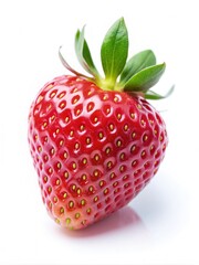 Wall Mural - A Single Ripe Strawberry on a White Background. Generative AI