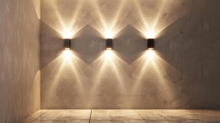 Poster - Luminous wall lamp with focus and space for copy in interior design
