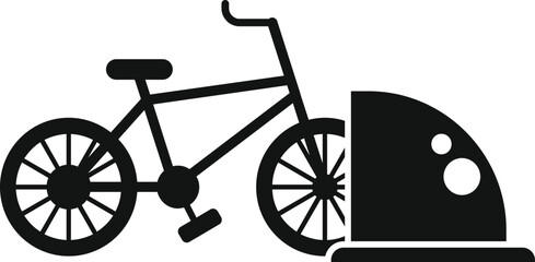 Sticker - Promoting eco friendly commuting, a bicycle is parked securely, showcasing urban planning that prioritizes green transportation solutions