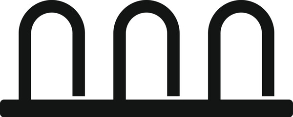 Poster - simple black bicycle parking rack icon representing a safe and designated area for parking bikes