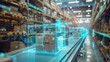 © Palung - Smart warehouse management system using augmented reality technology to identify package picking and delivery . Future concept of supply chain and logistic business