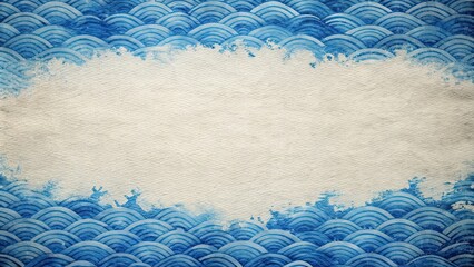 Poster - Traditional Japanese washi paper with white and blue brush strokes , Japan, traditional, washi paper, white, blue, brush strokes