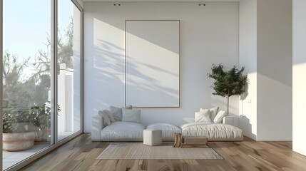 Wall Mural - Bright living room interior with large window