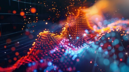 Aufkleber - A 3D graph model displayed on a computer screen, with vibrant colors and dynamic design.