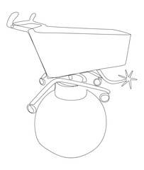 Poster - One continuous line of Shopping Cart with bomb. Thin Line Illustration vector concept. Contour Drawing Creative ideas.