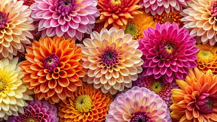 Poster - Seamless wallpaper featuring vibrant chrysanthemum flowers in full bloom, floral, pattern, background, design, decoration, nature