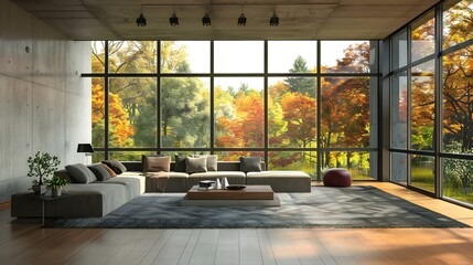 Interior of modern living room with feature wall