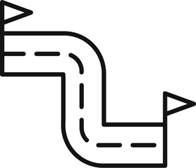 Poster - winding road is leading to success with flag finish line symbolizing perseverance and determination