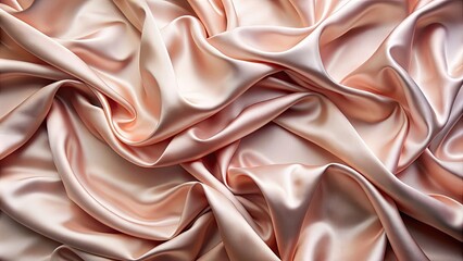 Sticker - Luxurious blush pink satin sheet draping elegantly with natural folds, showcasing its smooth texture and subtle sheen