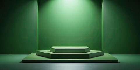 Poster - Podium background product forest green display platform, podium, background, product, forest green, display, platform