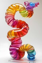 Wall Mural - A colorful, glowing, and twisted piece of jewelry. The piece is made of glass and has a unique, abstract design. The colors are bright and vibrant, and the overall effect is mesmerizing