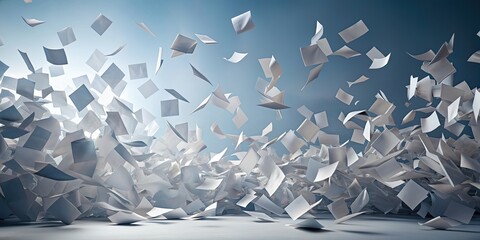 Wall Mural - rendering of sheets of paper flying in the air, paper, sheets, flying, isolated, white, documents, floating, abstract, concept