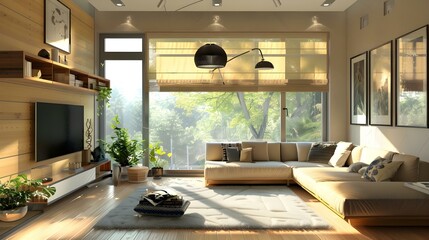 Wall Mural - Beautiful contemporary living room home interior