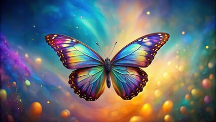 Poster - Majestic butterfly with iridescent wings floating in the air, butterfly, majestic, iridescent, wings, flying, colorful