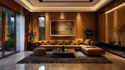 Wall Mural - Interior of modern living room with comfortable sofa