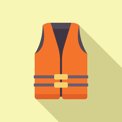 Sticker - Orange life vest ensuring safety on water, featuring a long shadow