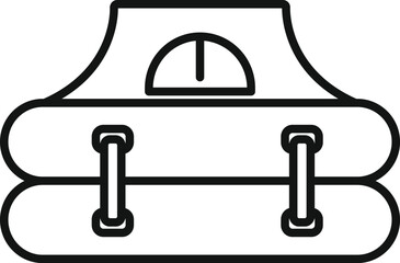 Poster - Catamaran inflatable boat with canopy top for fishing and recreation icon outline style