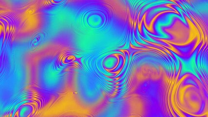 Poster - Abstract colorful background - metallic undulating liquid reflecting vibrant surface. 4k looped video. Dark blue abstract liquid surface