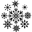 © bizboxdesigner - Snowflakes Nice element for Christmas banner, cards. New year ornament silhouette vector art illustration