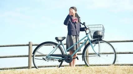 Aufkleber - 自転車と女の子