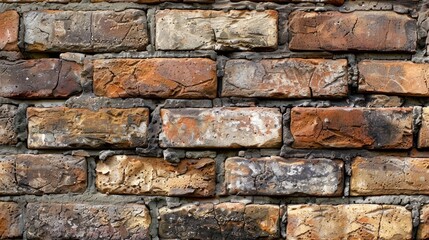 Poster - Aged brick wall with rustic brickwork pattern