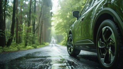 Wall Mural - Close up car on the road for traveling with beautiful landscape, Road trip, Travel concept.