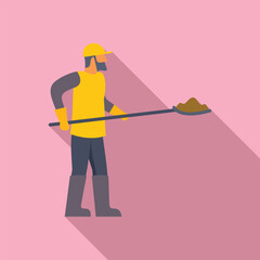 Sticker - Street cleaner wearing uniform and boots is holding a shovel with garbage for recycling